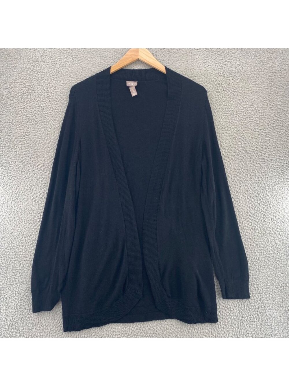 Chicos Sweater Womens 3 US Extra Large Joyful Long Black Knit Cardigan Stretch